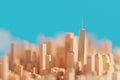 New York Manhattan skyline. 3D engineering city model. Shallow depth of field.