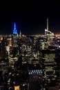 New York Manhattan skyline at night view skyscraper blue light Royalty Free Stock Photo