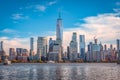 Manhattan skyline seen from Harborside in Jersey City Royalty Free Stock Photo