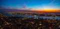 New York Manhattan skyline top view during autumn sunset with amazing colors and sights of skyscrapers