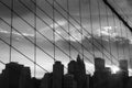 New York Manhattan Skyscraper on the Brooklyn bridge sunset