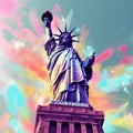 New York many graffiti Statue of Liberty generative AI