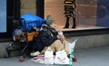 Homeless man ask for donation in midtown Manhattan Royalty Free Stock Photo