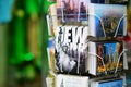 NEW YORK - MARCH 15, 2015: Various postcards from New York displayed at souvenir shop in downtown Manhattan, New York.