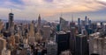 New York City sunset skyline view  with cityscape and skyscrapers in Manhattan Royalty Free Stock Photo