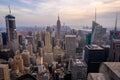 New York City sunset skyline view  with cityscape and skyscrapers in Manhattan Royalty Free Stock Photo