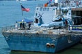 US Navy guided-missile destroyer USS Bainbridge docked in Brooklyn Cruise Terminal during Fleet Week 2016 in New York