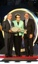 New York Mayor Michael Bloomberg, Billie Jean King and USTA Chairman, CEO and President Dave Haggerty during US Open 2013 opening Royalty Free Stock Photo