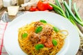 New York meatballs pasta Royalty Free Stock Photo