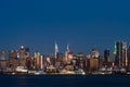 New York midtown and panoramic view on office buildings at night Royalty Free Stock Photo