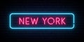 New York neon sign. Bright light signboard. Royalty Free Stock Photo