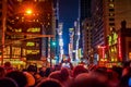 NEW YORK, NEW YORK - DECEMBER 31, 2013: New York Street Before New Years Eve. People Waiting Ball Drop.