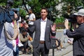 New York, New York-July Twenty Sixth, 2017: Jesse Watters from Fox News conducting interviews in Union Square Park, NYC.