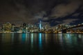 New York by night: Lower Manhattan and Brooklyn Bridge Royalty Free Stock Photo