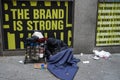 Homeless man near Macy`s store in Midtown Manhattan Royalty Free Stock Photo