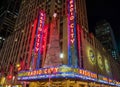 New York City landmark, Radio City Music Hall in Rockefeller Center decorated with Christmas decorations in Midtown Manhattan Royalty Free Stock Photo