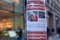 Posters in Manhattan, New York showing kidnapped Israelis after the attack of Hamas on October 7, 2023