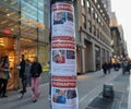 Posters in Manhattan, New York showing kidnapped Israelis after the attack of Hamas on October 7, 2023 Royalty Free Stock Photo