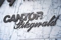 Cantor Fitzgerald, L.P. American financial services firm logo on marble office entrance