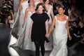 Margo Lafontaine and models  walk the runway  finale during the Amsale Bridal Spring 2020 fashion collection Royalty Free Stock Photo