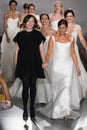 Margo Lafontaine and models  walk the runway  finale during the Amsale Bridal Spring 2020 fashion collection Royalty Free Stock Photo