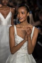 Models walk the runway finale during the Amsale Bridal Spring 2020 fashion collection Royalty Free Stock Photo