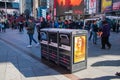 Trash cans located in Times Square Manhattan New York which are terrorism proof and have three separate containers for different Royalty Free Stock Photo