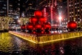 Giant Red balls and Christmas ornaments in Rockefeller Center (NYV). Royalty Free Stock Photo