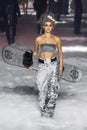 Georgia Fowler walks the runway at the Philipp Plein fashion show