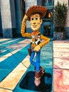 Life size Woody toy model, made out of Legos.