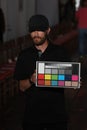 NEW YORK, NY - June 16: A video crew chipping colour chart