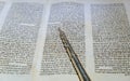 NEW YORK NY March 2019. Hebrew religious Torah old scroll book parchment