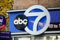 ABC7 news logo on WABC corporate headquarters office building, Lincoln Square.