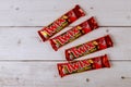 Twix is a chocolate bar consisting of biscuit applied with caramel and milk chocolate made by Mars, Inc