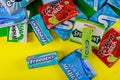 Various brand chewing gum brands Orbit, Extra, Eclipse, Freedent, Wrigley, Spearmint, Trident, Stride lot of chewing gum packages