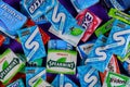 Various brand chewing gum brands Orbit, Extra, Eclipse, Freedent, Wrigley, Spearmint, Trident, Stride lot of chewing gum packages