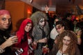 NEW YORK, NY - OCTOBER 31: Guests in mascaraed costumes posing at The Fashion Party during Halloween event