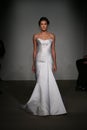 NEW YORK, NY - OCTOBER 12: A model walks the runway at the Anna Maier Ulla-Maija Couture Fall 2014 Bridal collection show