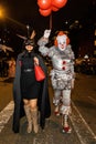 Scary clowns and witches costumes at NYC Village Halloween parade