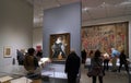 Visitors to the Tudor gallery at the Metropolitan Museum of Art