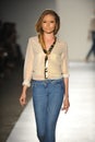 NEW YORK, NY - SEPTEMBER 05: A model walks the runway at the DL 1961 Premium Denim spring 2013 fashion show