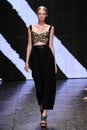 NEW YORK, NY - SEPTEMBER 08: Model Nastya Sten walks the runway at Donna Karan Spring 2015 fashion collection
