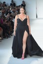 A model walks the runway at the Christian Siriano fashion show Royalty Free Stock Photo
