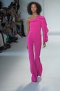 A model walks the runway at the Christian Siriano fashion show Royalty Free Stock Photo