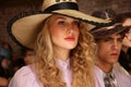 NEW YORK, NY - SEPTEMBER 06: Models showing hats and accessories at the Sergio Davila fashion presentation