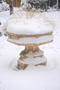 New York, NY, USA: A stone fountain covered in snow Royalty Free Stock Photo