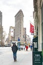 New York, NY / United States - Feb. 27, 2019: Vertical view looking down Fifth Avenue at Flatiron Building Royalty Free Stock Photo