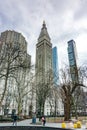 New York, NY / United States - Feb. 27, 2019: Vertical view of the Metropolitan Life Building with Madison Square Park in the