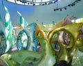 New York, NY / United States - Sept. 1, 2015: Landscape interior view of the new SeaGlass Carousel. A fish-themed carousel in