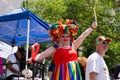 NEW YORK, NY, US - June 25, 2023: Pride march parade 2023 in New York. man gay pride rainbow lgbtq . lgbt and lgbtq